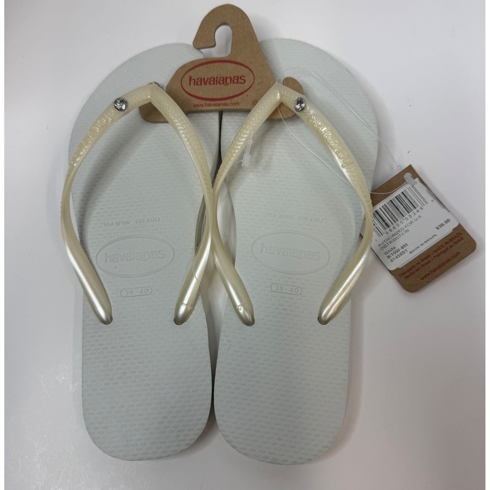 Havaianas Slim Flip Flop Sandals White 9/10 Women